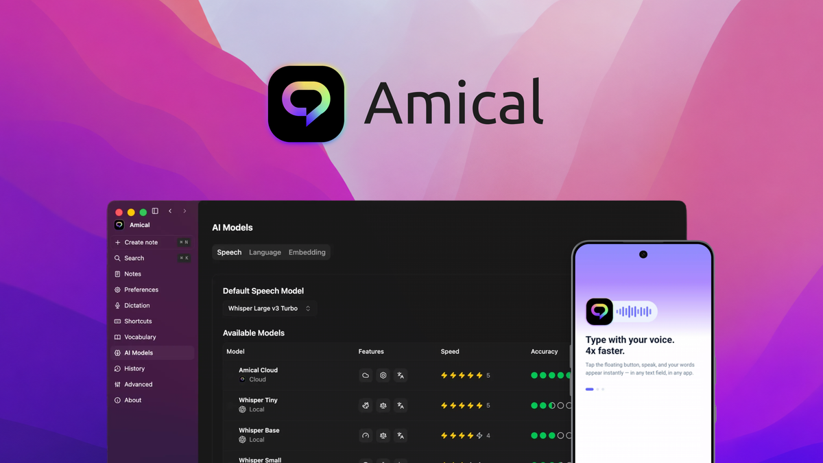 Amical AI dictation app