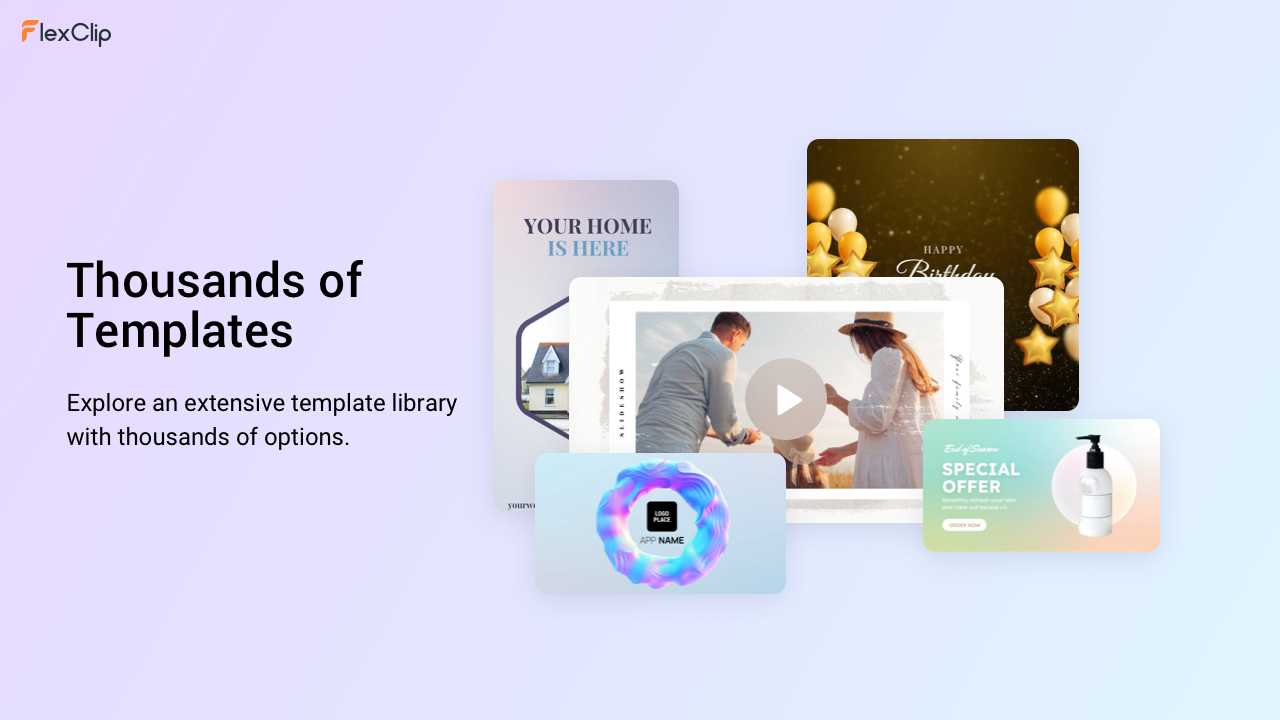FlexClip template library — official product screenshot