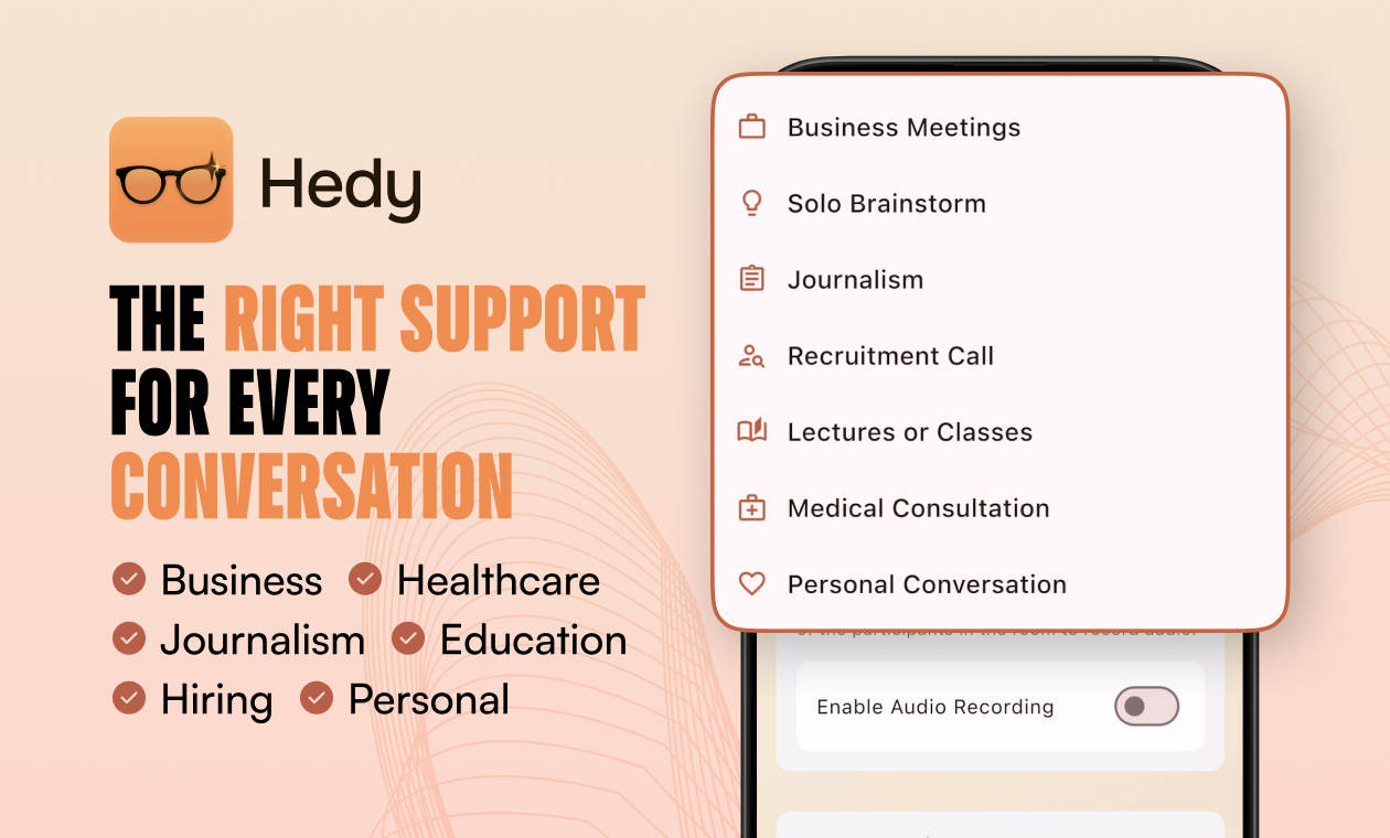 Hedy AI real-time meeting assistant — official product screenshot
