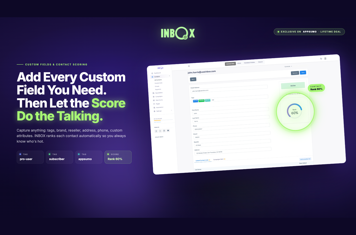 INBOX custom fields — official product screenshot
