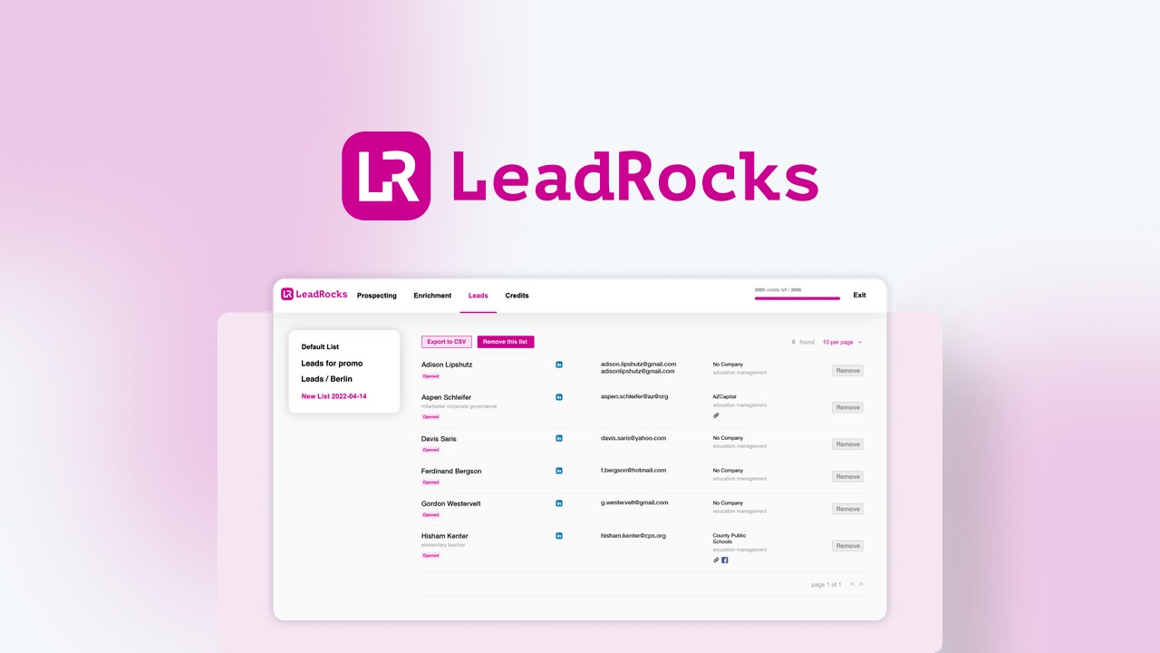 LeadRocks B2B database