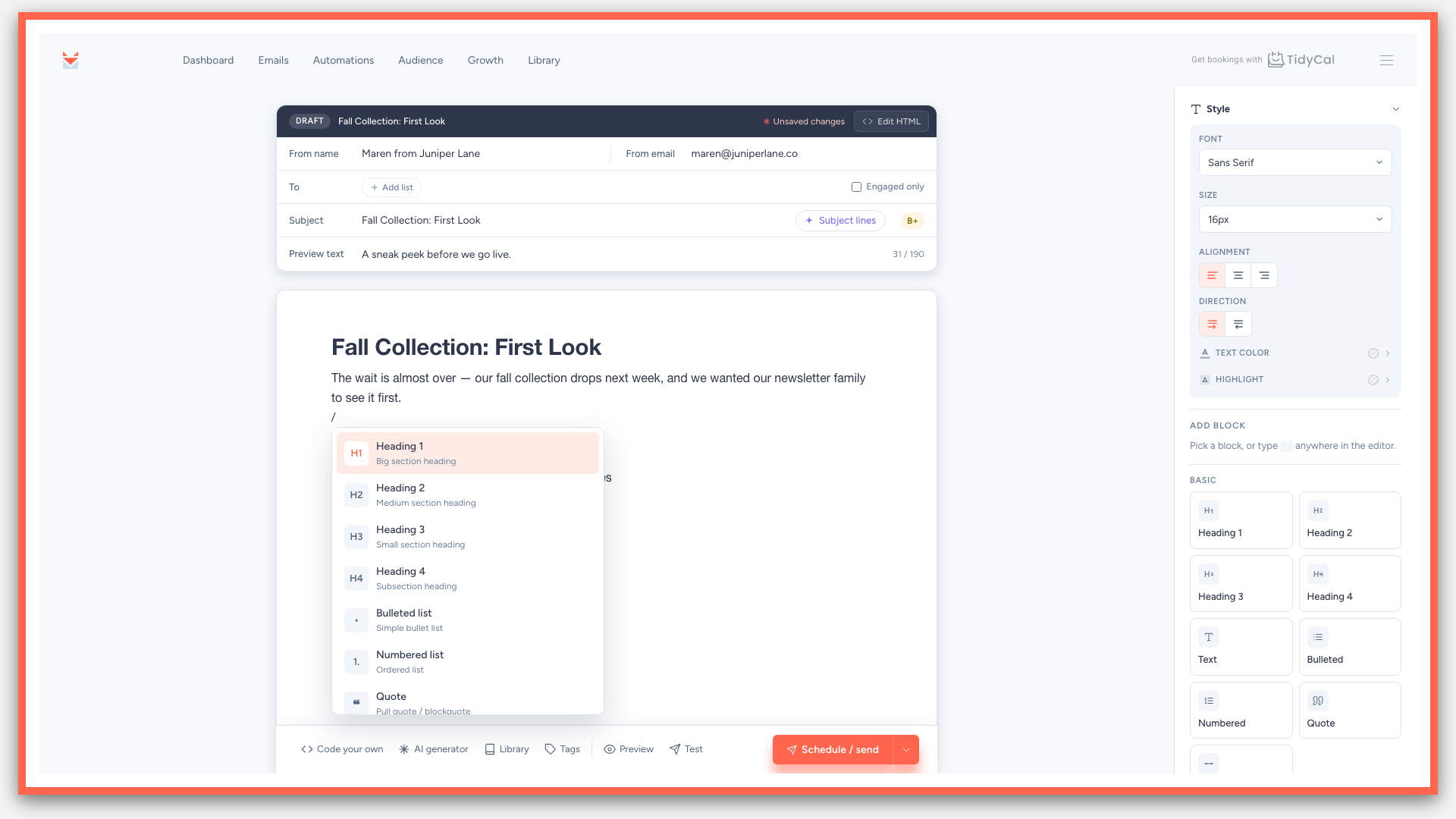 SendFox campaign dashboard — official product screenshot
