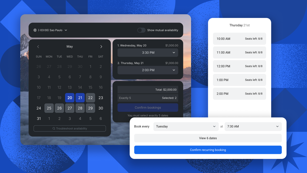 TidyCal booking types — official product screenshot