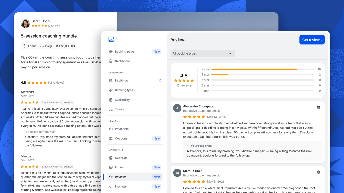 TidyCal client reviews — official product screenshot
